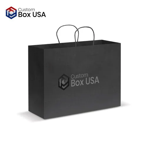 black gift bag with tissue paper